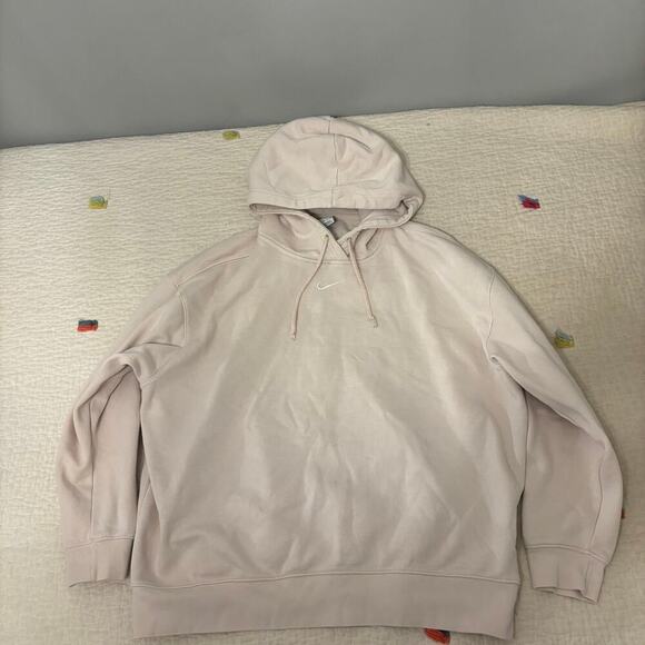 Nike Womens Crème Center Swoosh Hoodie Sweatshirt Large - Picture 1 of 8